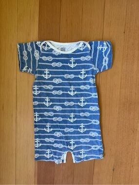 Winter water factory Blue Nautical Anchor Baby One-Piece Bodysuit
